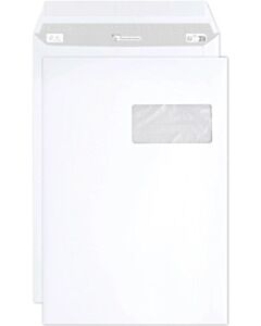 250 Selbstklebende Umschläge mit Fenster rechts C4 229x324mm 90g