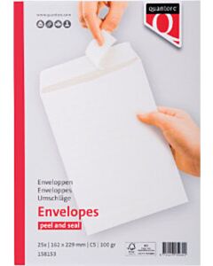 25 Weiße selbstklebende Umschläge C5 162x229mm 100g
