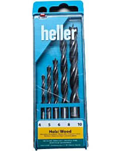 Heller Holzspiralbohrersatz 4,5,6,8,10mm mit rissigem Deckel
