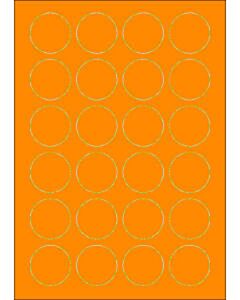 Orange A4-Etiketten 40 mm rund 100 Blatt Sorex
