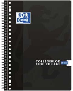 Oxford Collegeblock A4+ 23-Loch liniert 80 Blatt schwarz