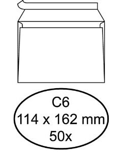 50 Weiße selbstklebende Umschläge C6 114 x 162 mm