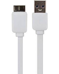 Micro-USB 3.0 auf USB A 3.0 Flachkabel 1m weiß Velleman