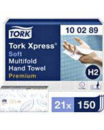 Tork Handtücher H2 100289 Premium 2-lagig 21,2x25,5 cm 21x150st