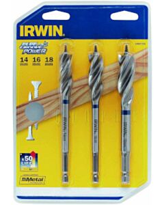 Irwin Speed-Bohrer-Set Blue Groove Power 14/16/18mm