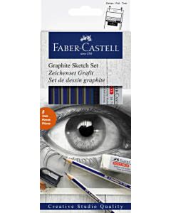 Bleistifte mit 6 Härtegraden inkl. Anspitzer und Radierer Faber-Castell