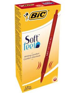 12x Bic Soft Feel Kugelschreiber rot mittel