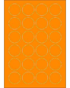 Orange A4-Etiketten 40 mm rund (100 Blatt)