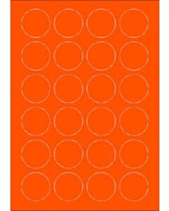 Orange A4-Etiketten 40 mm rund (100 Blatt)