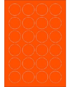 Orange A4-Etiketten 40 mm rund (100 Blatt)