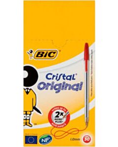 50x Bic Cristal Kugelschreiber rot mittel