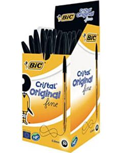 50x Bic Cristal Kugelschreiber schwarz fein