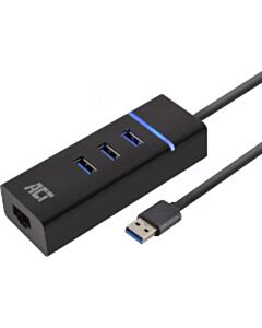 USB 3.0 Hub 3x USB A + 1x RJ45 Gigabit Ethernet ACT AC6310