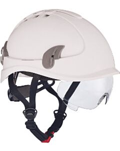 Weißer Schutzhelm mit Brille und Belüftung Cerva Alpinworker