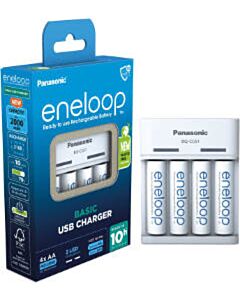 Panasonic USB-Ladegerät BQ-CC61 + 4 Eneloop AA-Batterien
