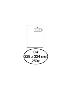 250 Selbstklebende Umschläge 120gr mit Fenster rechts C4 229 x 324 mm