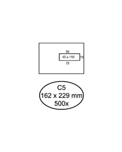 500 gummierte Umschläge mit Fenster rechts C5 162 x 229 mm