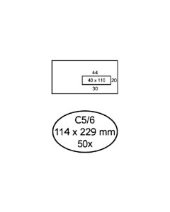 50 Selbstklebende Umschläge mit Fenster rechts C5/6 114 x 229 mm