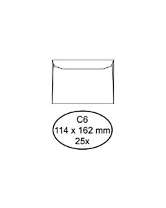 25 weiße gummierte Umschläge C6 114 x 162 mm