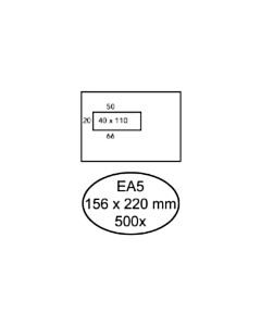 500 Selbstklebende Umschläge mit Fenster links EA5 156 x 220 mm