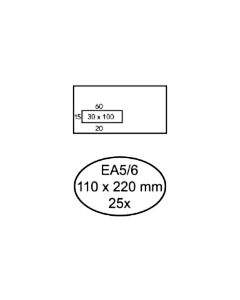 25 Selbstklebende Umschläge mit Fenster links EA5/6 110 x 220 mm