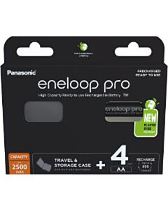 4 Panasonic Eneloop Pro AA-Batterien + Box