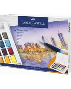Aquarellfarbe Faber-Castell 36 Farben im Karton mit Palette