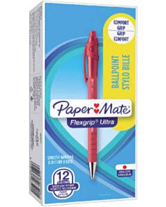 12x Paper Mate Flexgrip Ultra Kugelschreiber rot mittel