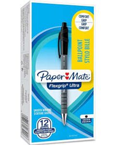 12x Paper Mate Flexgrip Ultra Kugelschreiber schwarz mittel