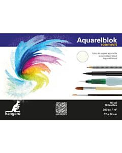 Aquarellblock 17x24cm 16 Blatt 300 Gramm cremeweiß Kangaro