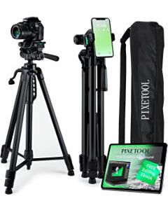 Kamerastativ 170cm mit Handyhalterung Pixetool schwarz