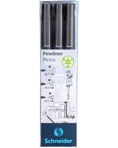 3 Fineliner Schneider Pictus schwarz