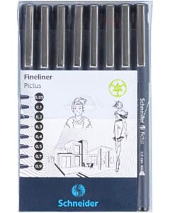 8 Fineliner Schneider Pictus schwarz